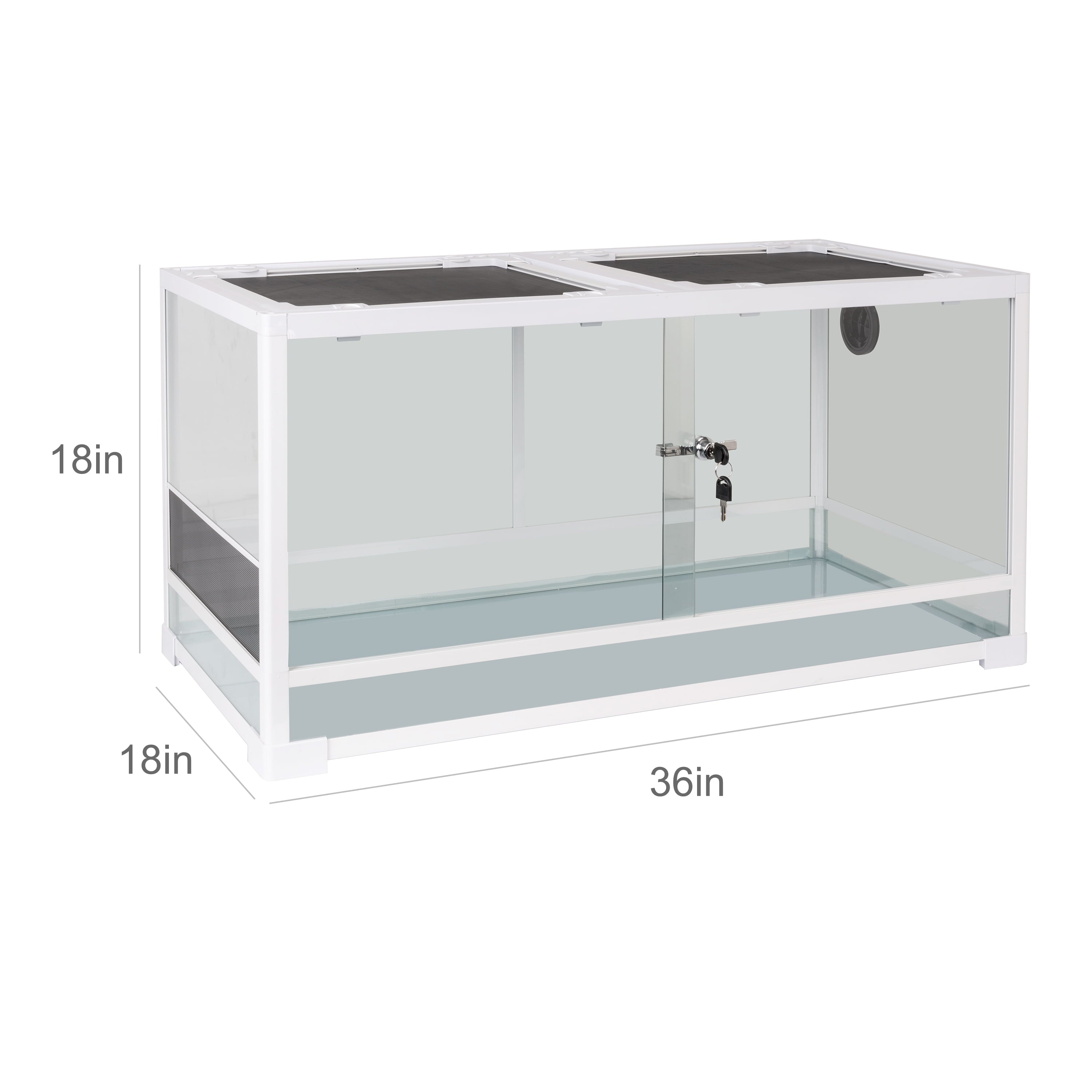 OiiBO  50 Gallon Reptile Terrarium， Knock Down Glass Reptile Habitat， Sliding Door with Metal Lock Tank， Medium Size 36