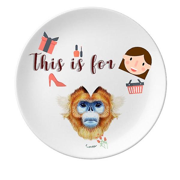 Golden Snub-nosed Monkey Picture Decorative Porcelain 8 Inch Dinner Plate