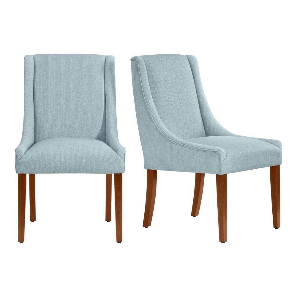 Home Decorators Collection Leaham Charleston Blue Upholstered Dining Chair with Walnut Accents (Set of 2) 57-2