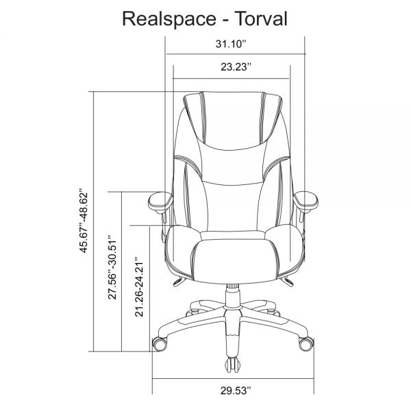 Torval Big and Tall Bonded Leather High-Back Computer Chair， Black/Silver， BIFMA Certified