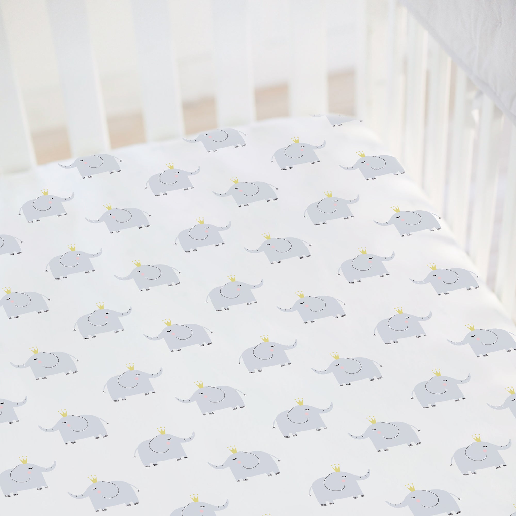 Elephant Organic Cotton Fitted Crib Sheet