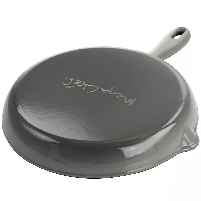 MegaChef Pro Round 10.25 Inch Enameled Cast Iron Skillet in Gray