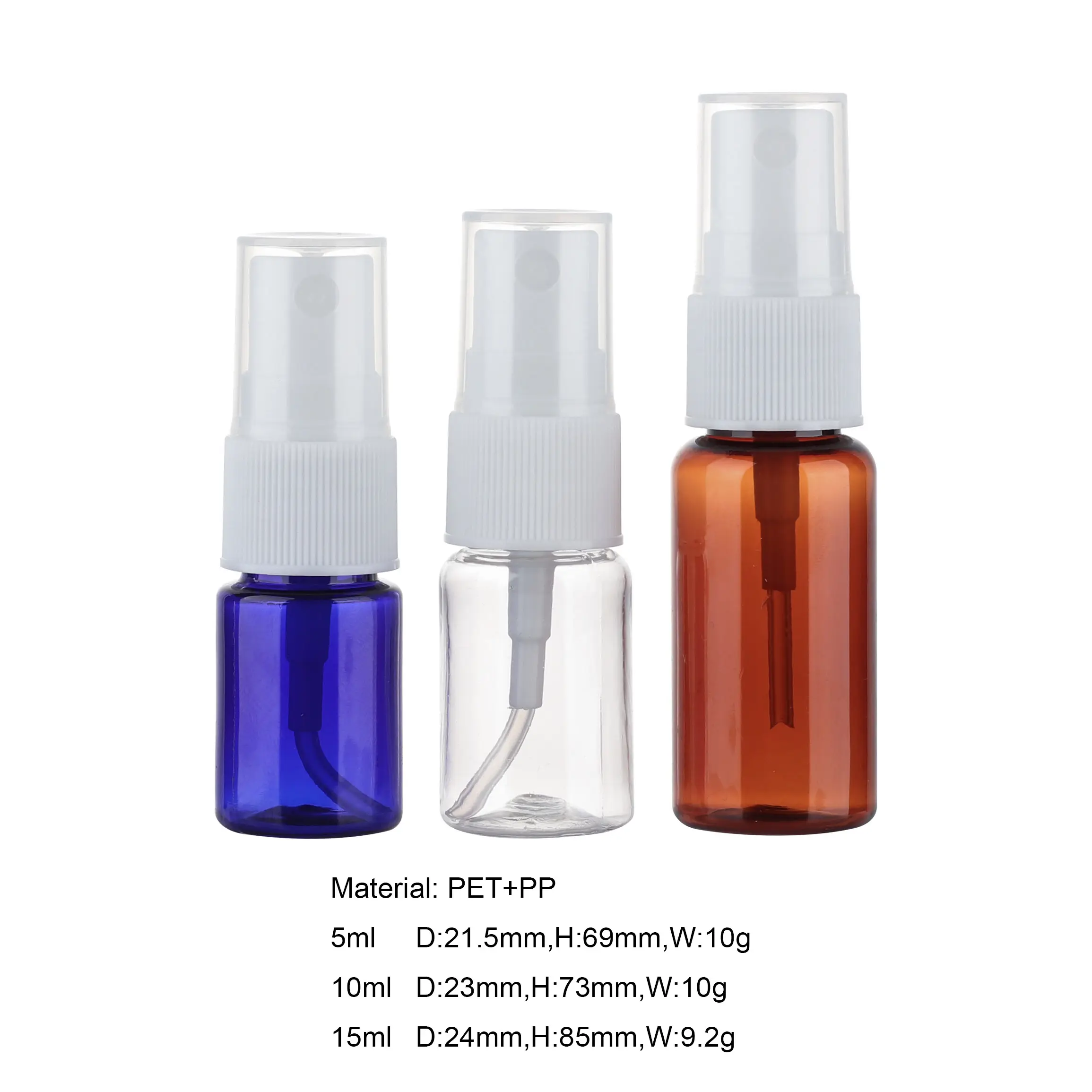 5ml 10ml 15ml Small Transparent Cosmetics Mist PET Sprayer Bottle Clear Plastic Bottles With Pump