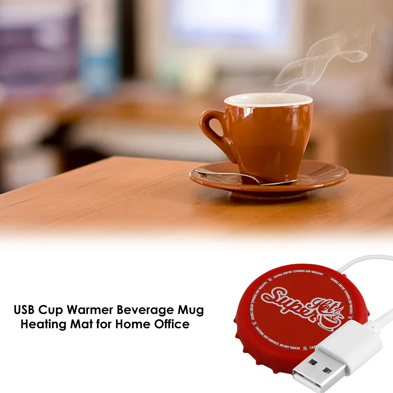 ibaste USB Heating Coaster Coffee Cup Warmer Desktop Tea Beverage Keep Warm Electric Cup Beverage Warmer Plate for Tea Water Cocoa Milk Heating