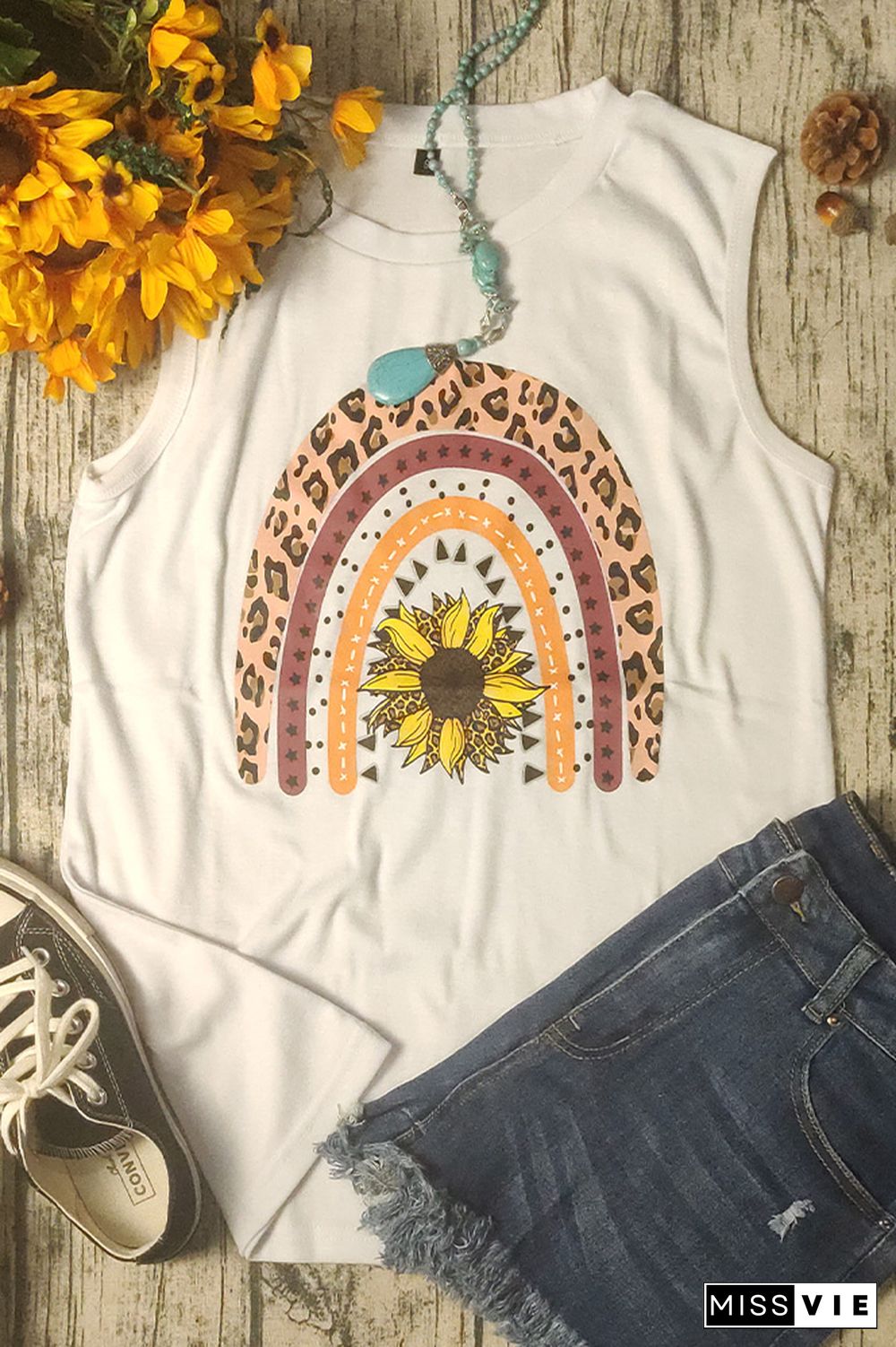 Rainbow Graphy Tank Tops