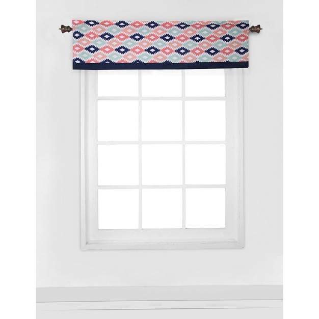 Bacati Emma Aztec Print Coral mint navy Window Valance