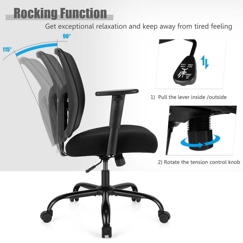 400 LBS Mesh Big & Tall Office Chair Ergonomic Executive Chair Rolling Swivel Computer Task Chair