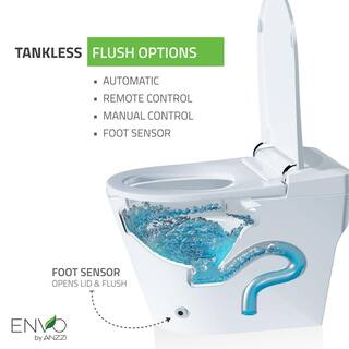 ANZZI ENVO Echo Elongated Smart Toilet Bidet in White with Auto Open Auto Close Auto Flush Heated Seat and Remote TL-STFF950WH