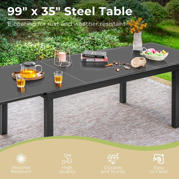 MAISON ARTS Outdoor Metal Rectangle Expandable Table Patio Dining Table for 68 Person