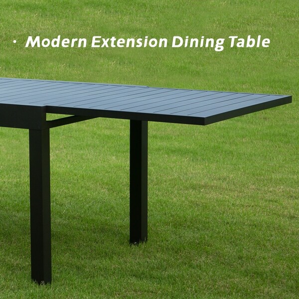 Domi Extendable Patio Dining Table，Aluminum Frame，Weatherproof and Multiple Sizes