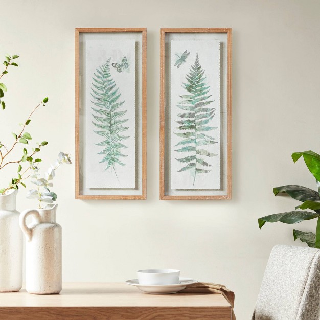 2pc Linden Fern Framed Wall Decor Art Set Natural Madison Park