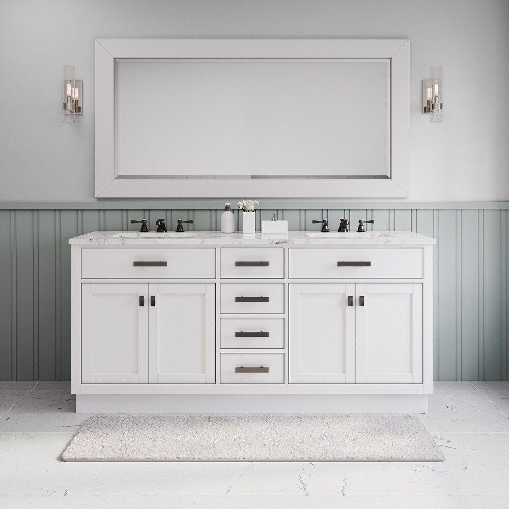 Hartford Marble Top Bath Vanity in White with Mirror
