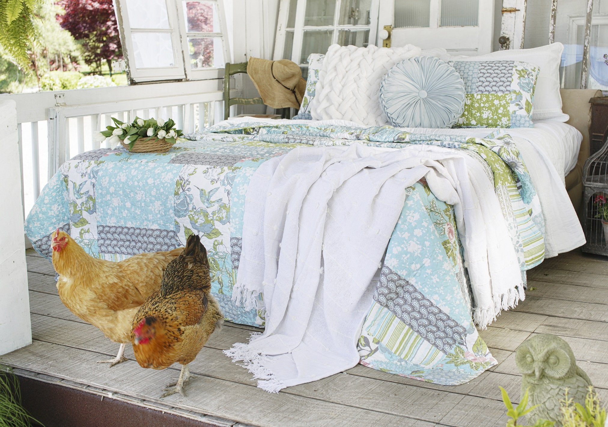 Bedding Bundle: Roesser Quilt Set + Pom Pom Stripe Quilt Set - King