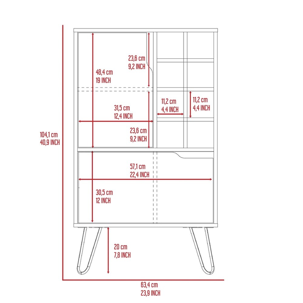 Thorndike 8 Bottle Rectangle Bar Cabinet White