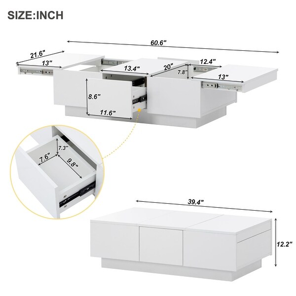 Multifunctional Coffee Table with 2 large Hidden Storage Compartment