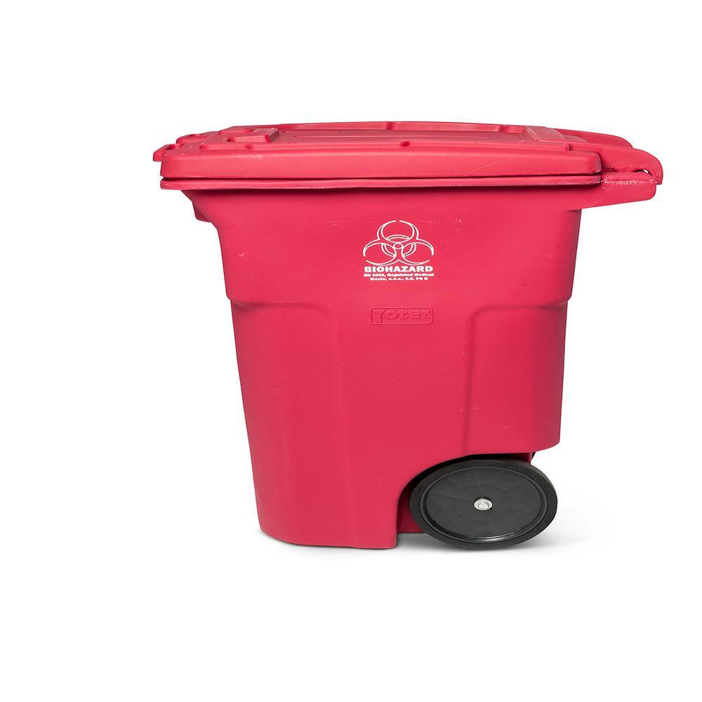 Toter 64 Gal. Red Hazardous Waste Trash Can with Wheels and Lid Lock RMN64-01RED