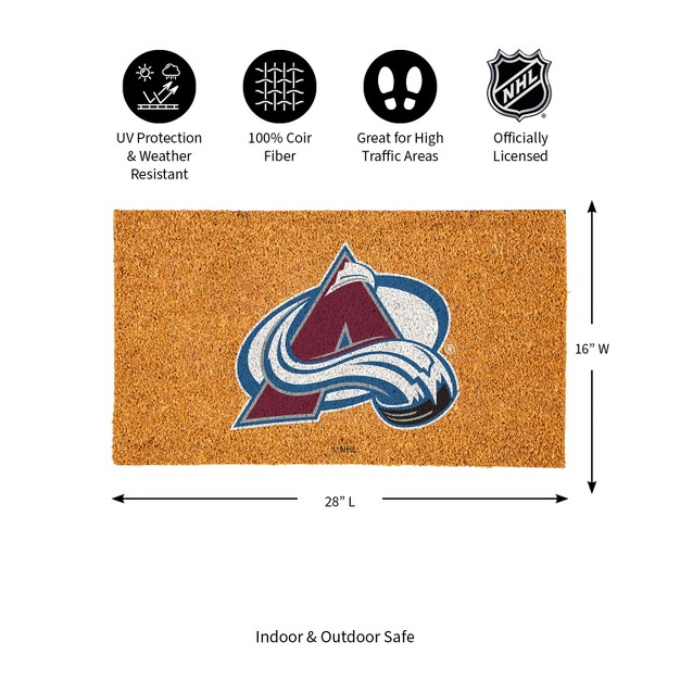 Evergreennhlcolorado Avalanche Logo Natural Coir 28 X 16 Inches Indoor Outdoor Doormat