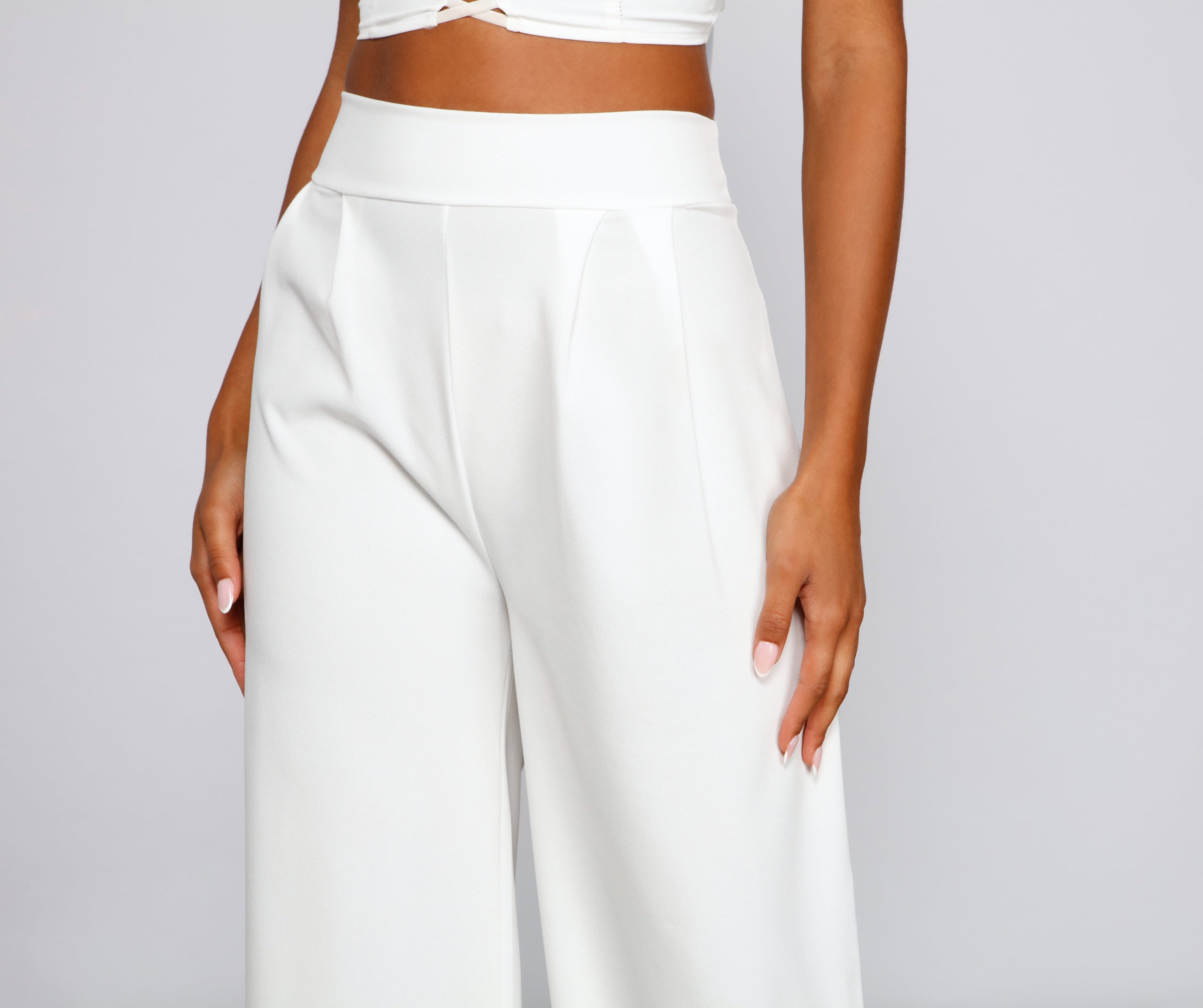 High Waist Pleated Wide Leg Pants