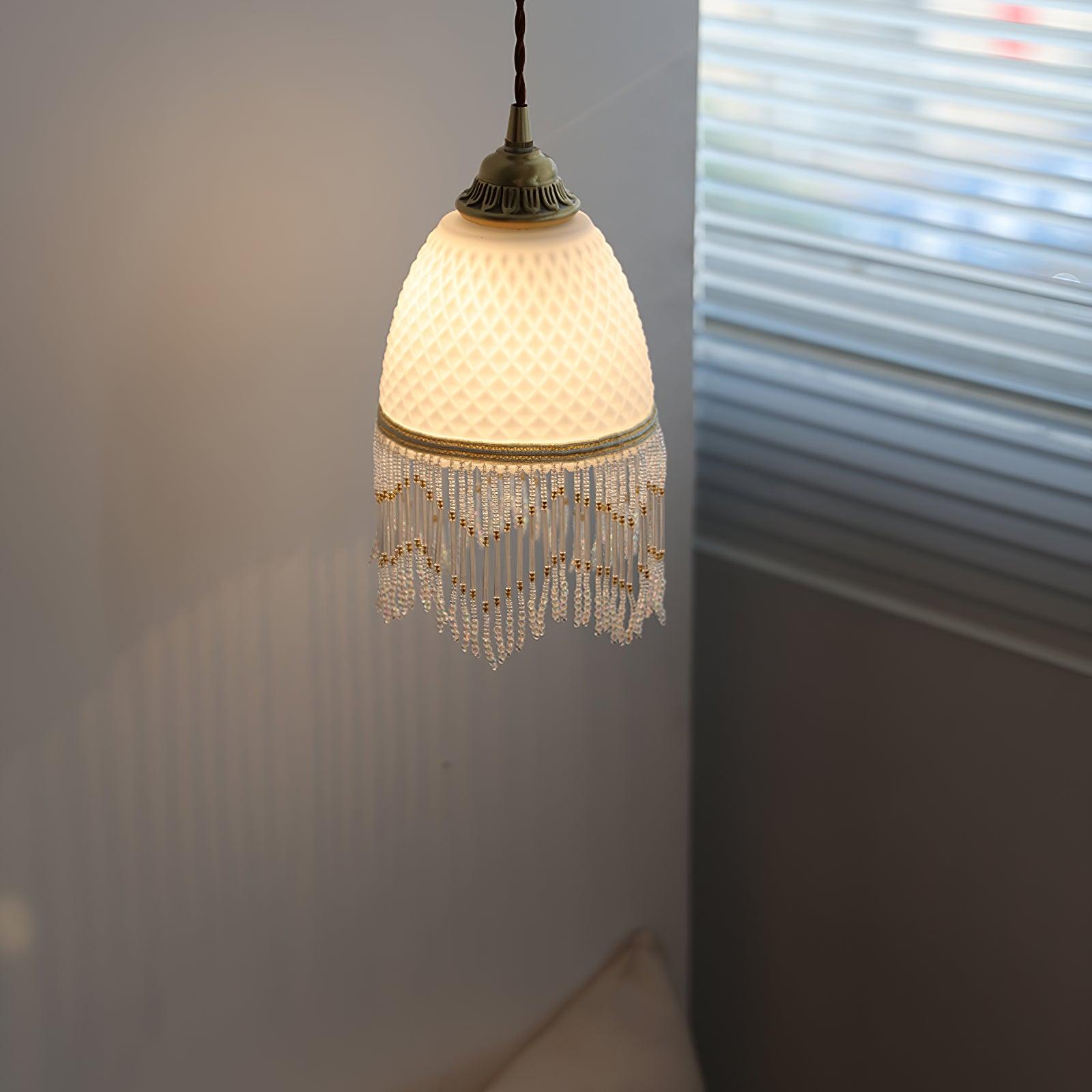 Mesh Tassel Glass Pendant Light