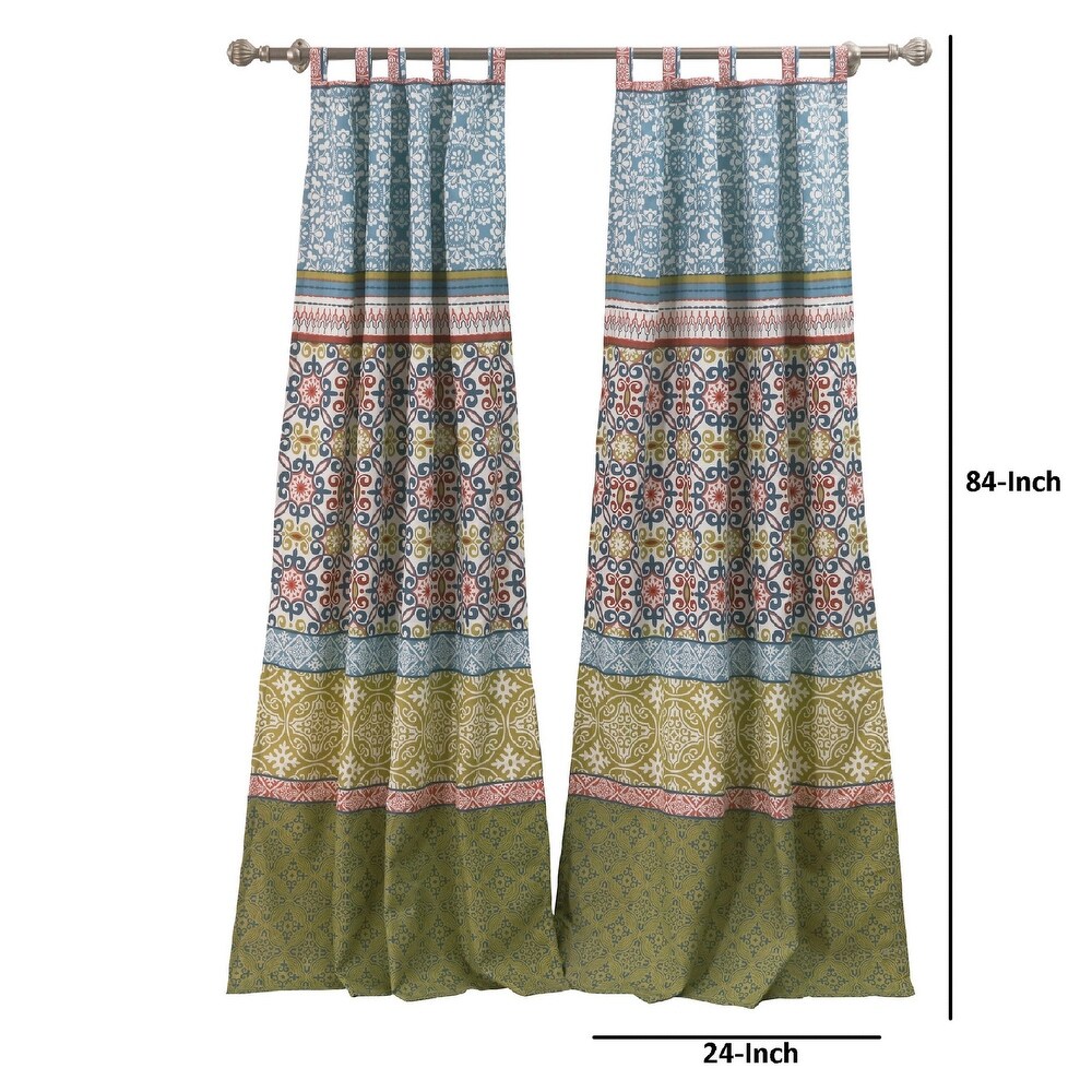 Kaw Set of 2 Panel Curtains  Multicolor Geometric Patterns  Polyester