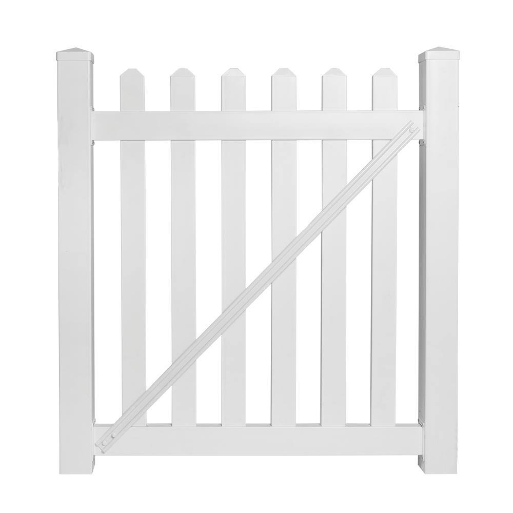 Weatherables Chelsea 5 ft. W x 3 ft. H White Vinyl Picket Fence Gate Kit Includes Gate Hardware SWPI-3-3x60