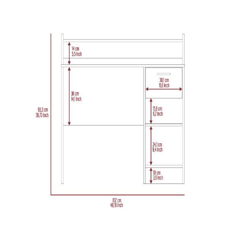 DEPOT E-SHOP Vera Computer Desk with Top Open Shelf， 1-Drawer and 2-Storage Shelves， Light Gray