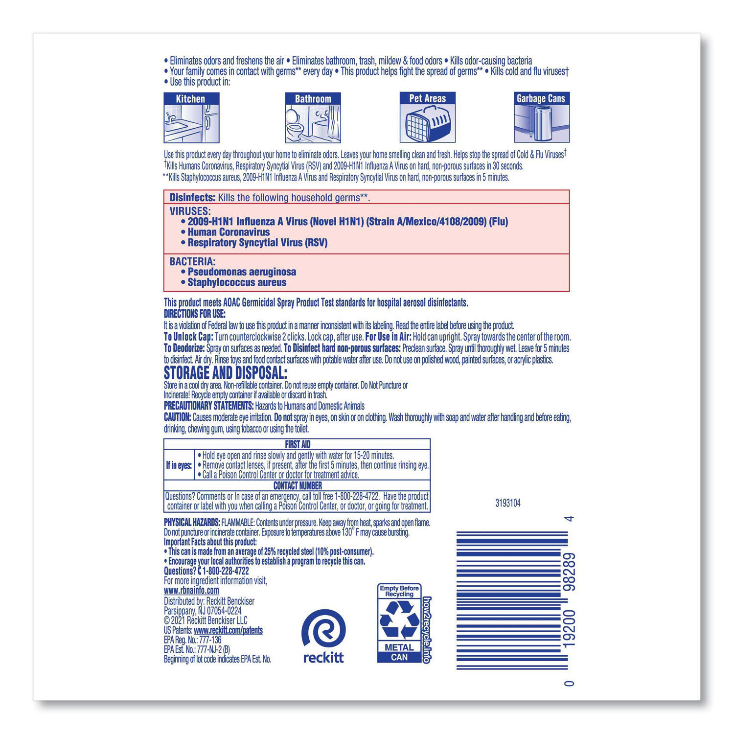 2 in 1 Disinfectant Spray III by LYSOLandreg; Neutra Airandreg; RAC98289CT