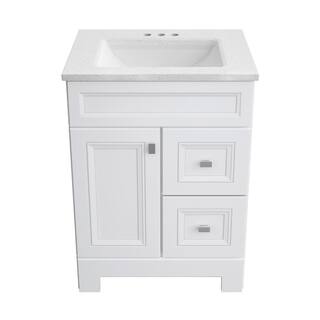 Home Decorators Collection Sedgewood 24.5 in. W x 18.8 in. D x 34.4 in. H Freestanding Bath Vanity in White with Arctic Solid Surface Top PPLNKWHT24D