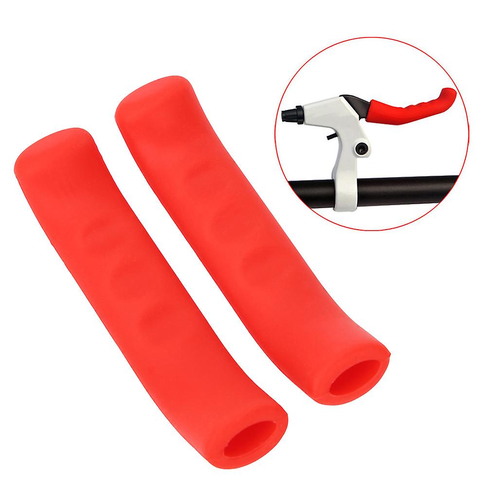 1pair Folding Bicycle Mountain Bike Handlebar Silicone Anti Skid  Grip Cover (red)