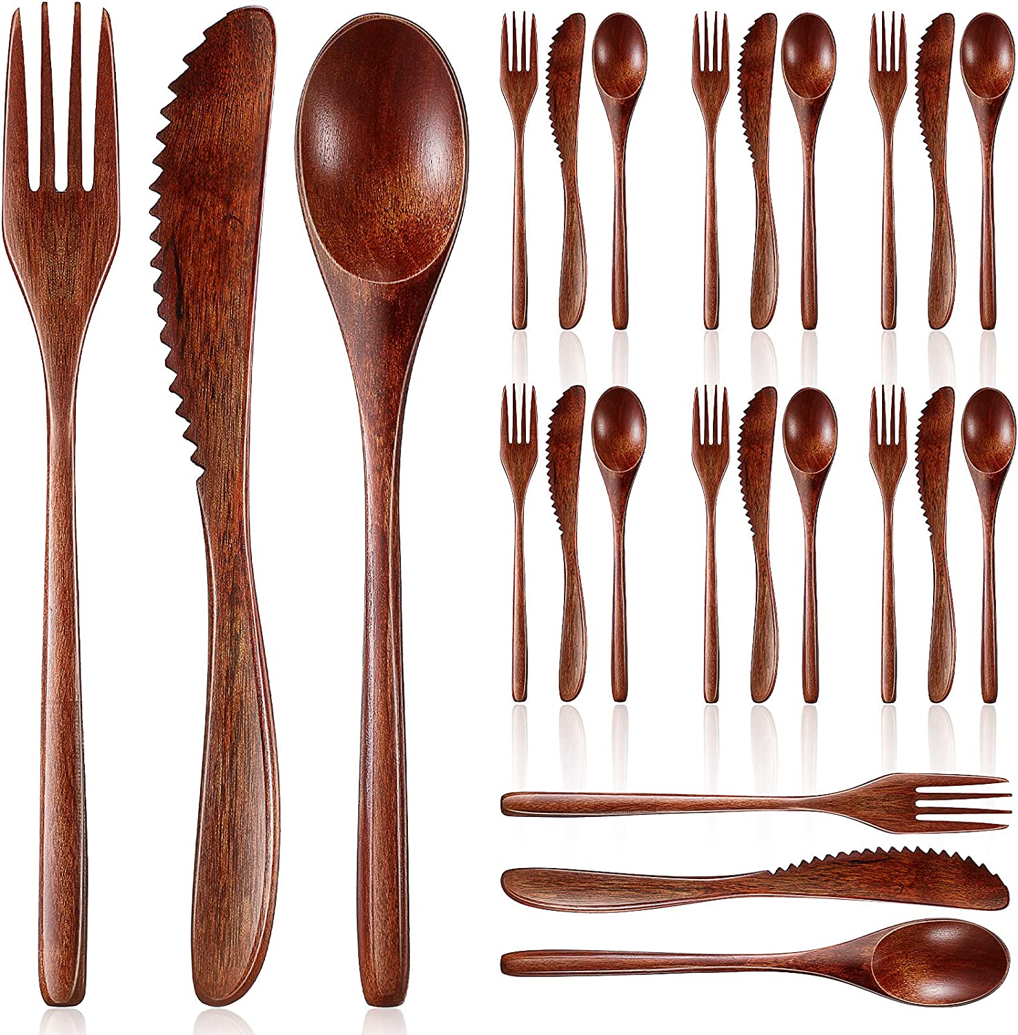 Wooden spoon fork knife cutlery set