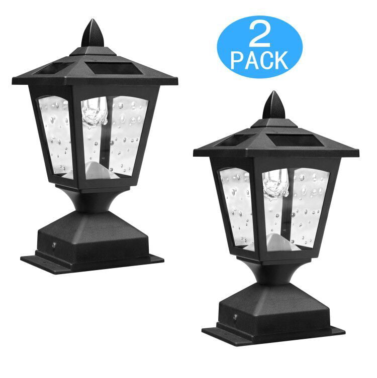 Pack of 2 Kanstar Solar Powered Post Cap Light for 4 X 4 Nominal Wood Posts Pathway， Deck