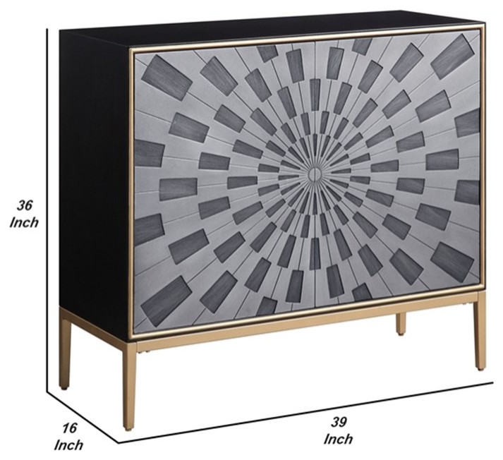 Console Table with 2 Doors and Sunburst Design Gray   Contemporary   Console Tables   by Homesquare  Houzz