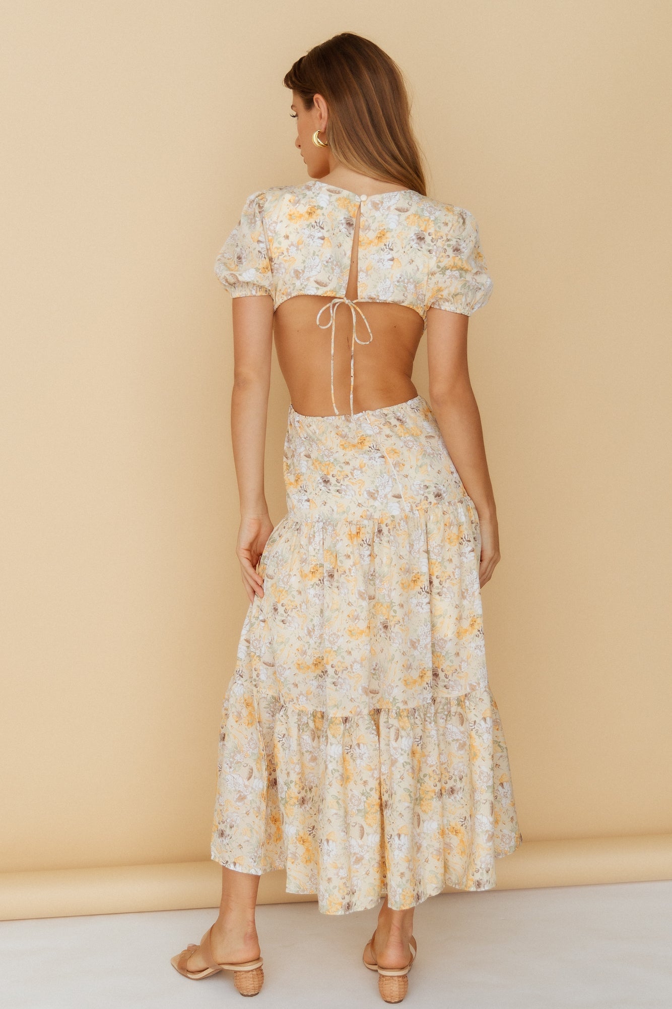 Flow Down Gently Midi Dress Yellow