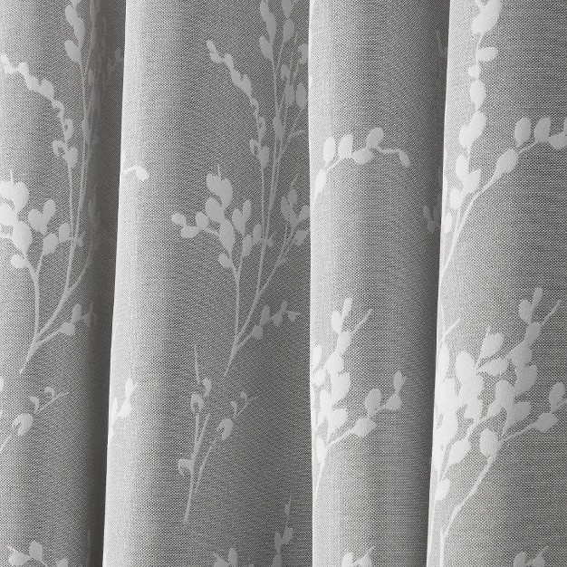 Set Of 2 Nicole Miller Turion Floral Room Darkening Blackout Grommet Top Curtain Panels Gray Nicole Miller