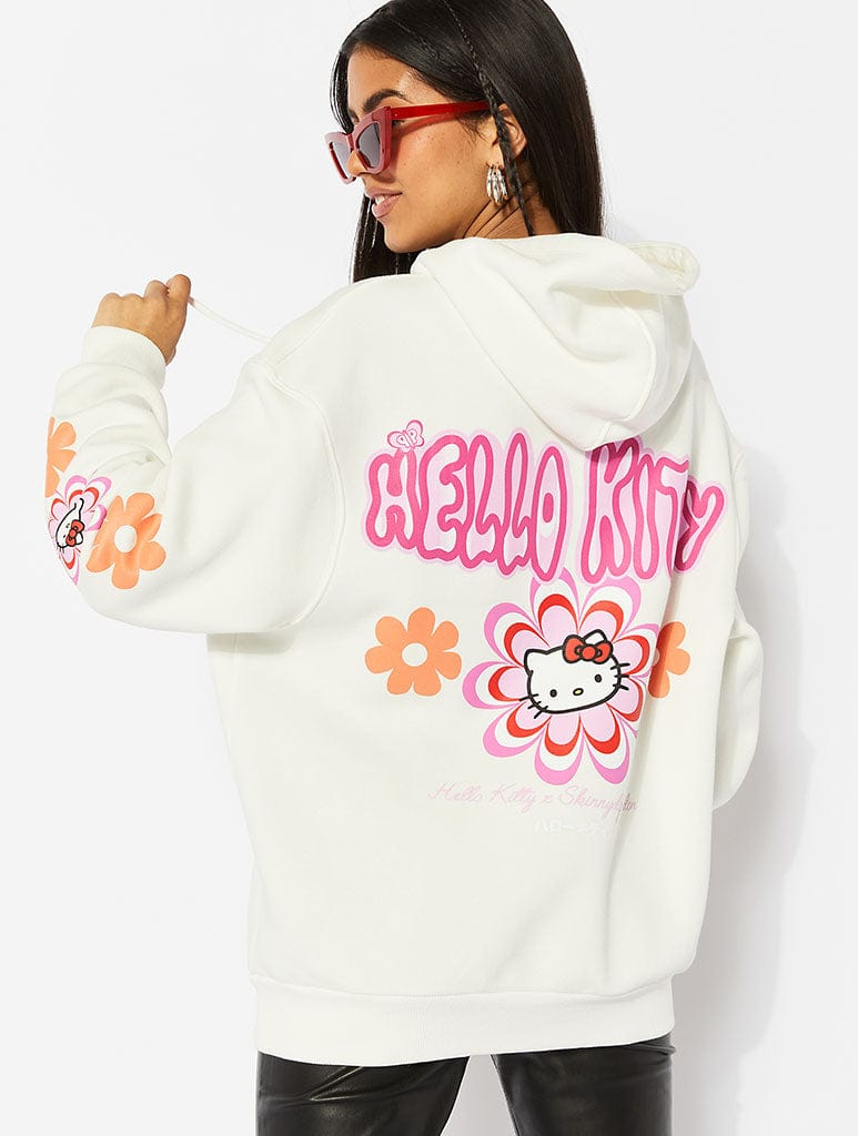 Hello Kitty x Skinnydip Warped Flower White Hoodie