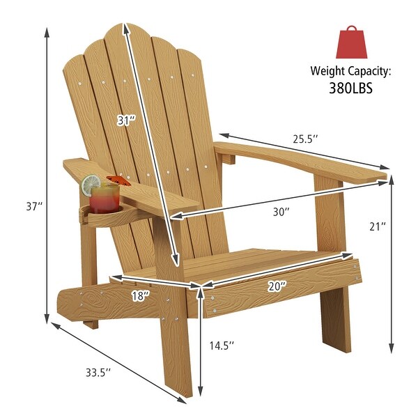 Gymax Patio HIPS Outdoor Weather Resistant Slatted Chair Adirondack