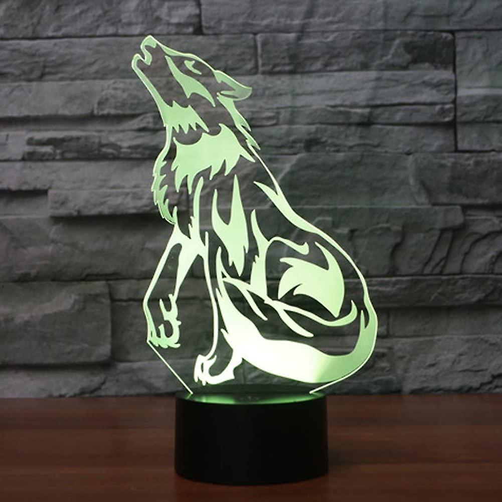 3d Leader Wolf Night Light Touch Switch 7 Color Change Led Table Desk Lamp Acrylic Flat Abs Base Usb Charger Home Toy Brithday Xmas Kid Children Gift