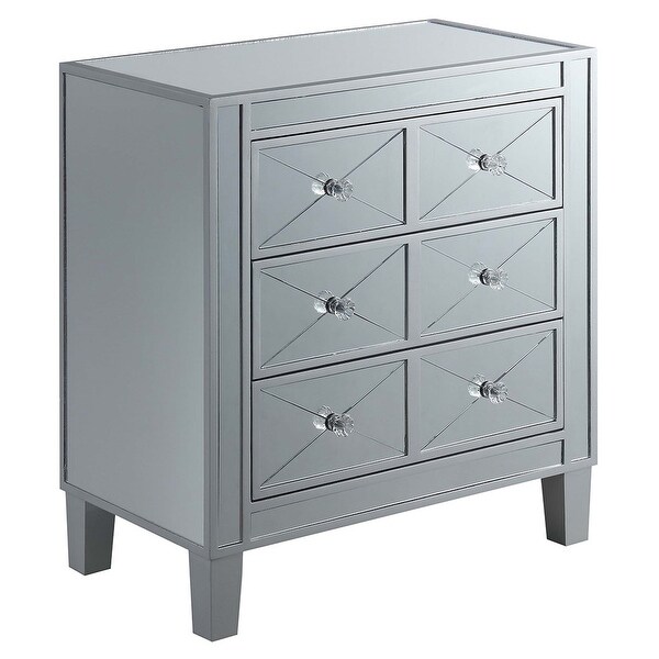 Silver Orchid Bertram 3-drawer Mirrored End Table