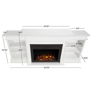 Real Flame Ashton Grand 92 in. Freestanding Electric Fireplace TV Stand in White 7190E-W