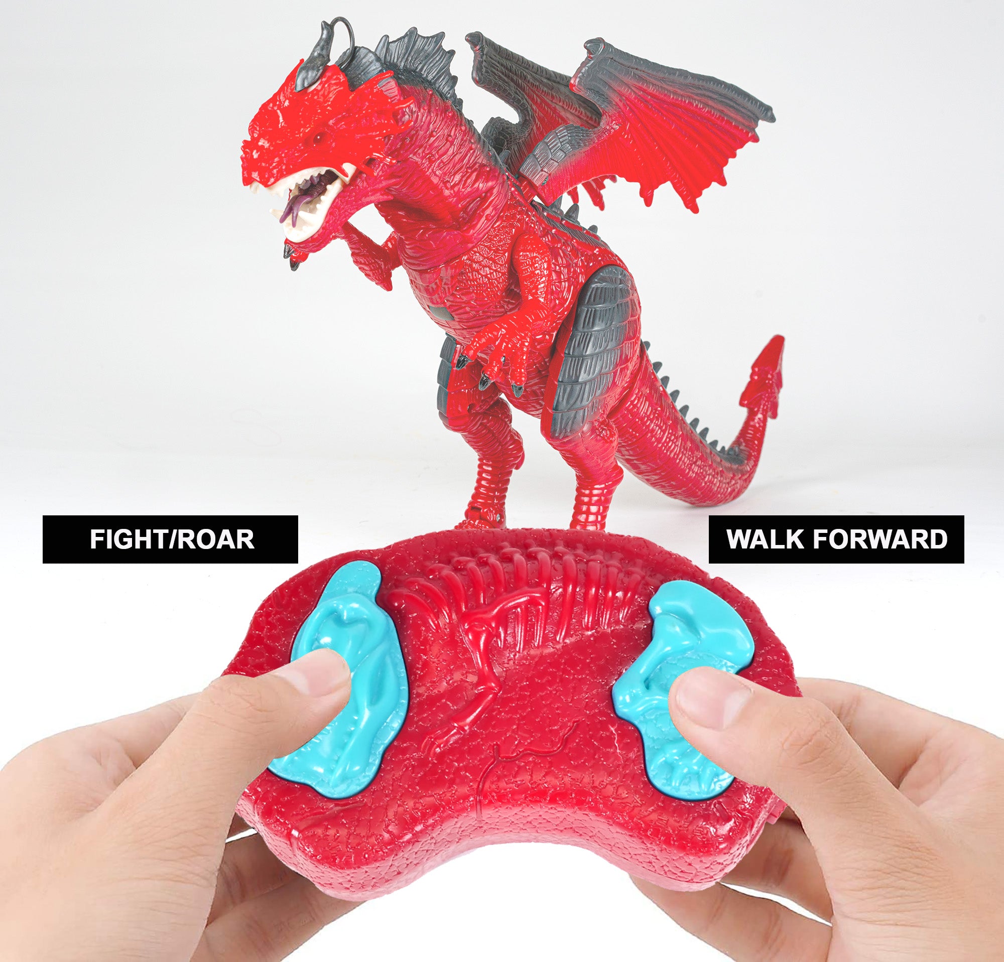 Contixo Remote Control Infrared RC Dragon Dinosaur Toy for Kids， Fire Breathing Smoke Electronic Lights Sounds Eyes Touch Sensors Walking Wing Flipping Kids Toys Gifts Age 3+， DR3