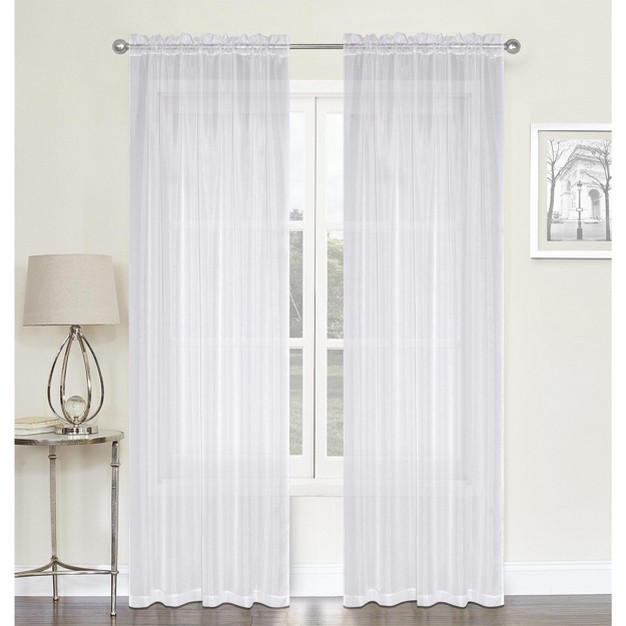 Kate Aurora Chic Living Jillian 2 Piece Ultra Lux Wide Rod Pocket Sheer Vole Window Curtain Panels