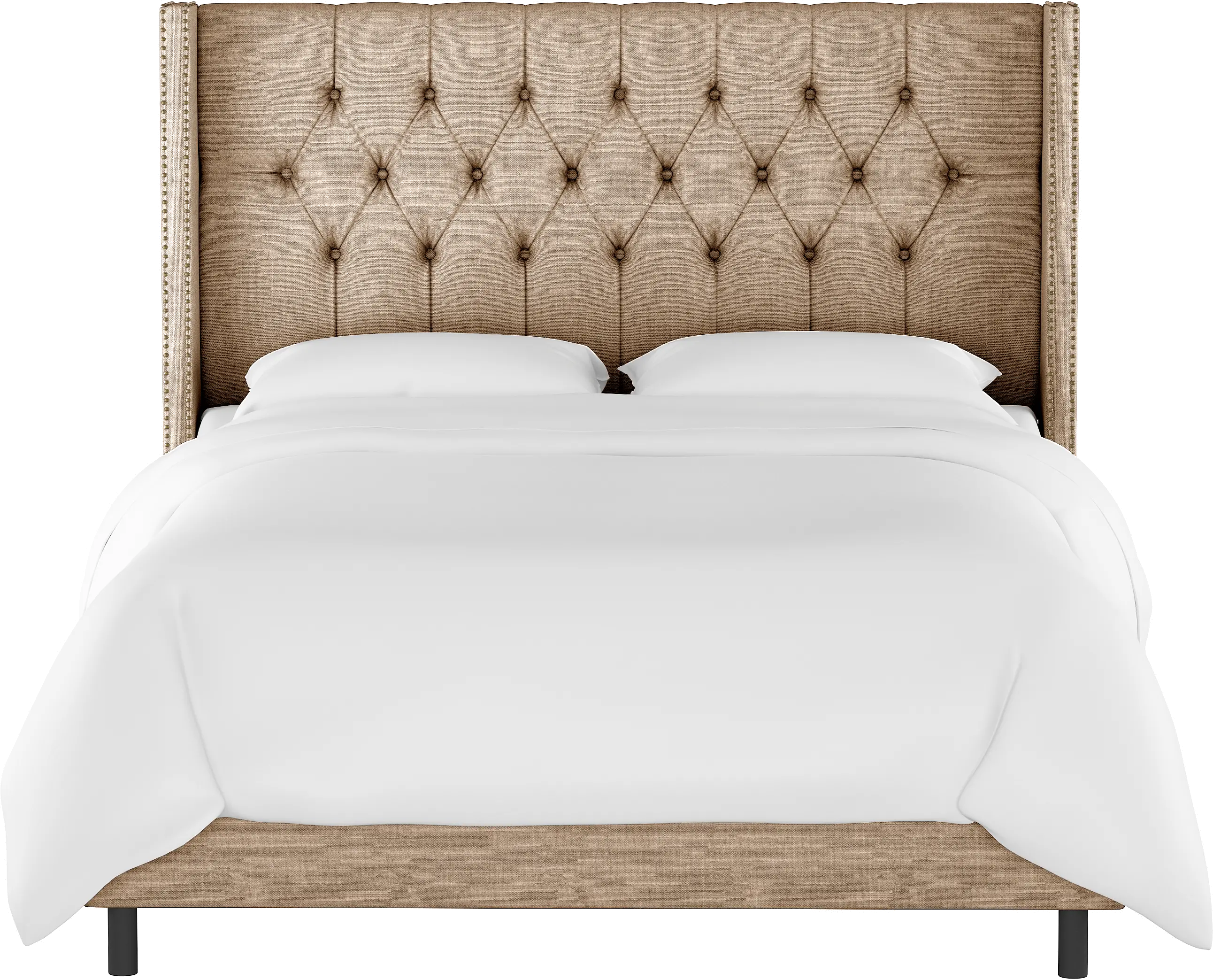 Abigail Tan Diamond Tufted Wingback Full Bed - Skyline Furniture