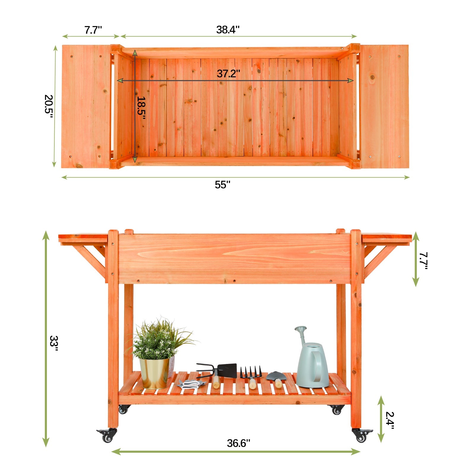 Pirecart Outdoor Raised Garden Bed Elevated Planter Box with Wheels