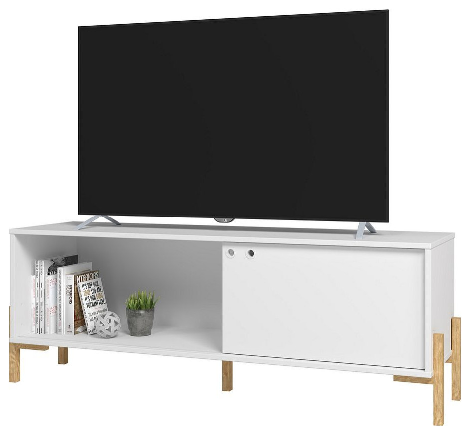 Manhattan Comfort Bowery 55.12 TV Stand  2 Shelves   Transitional   Entertainment Centers And Tv Stands   by Manhattan Comfort  Houzz