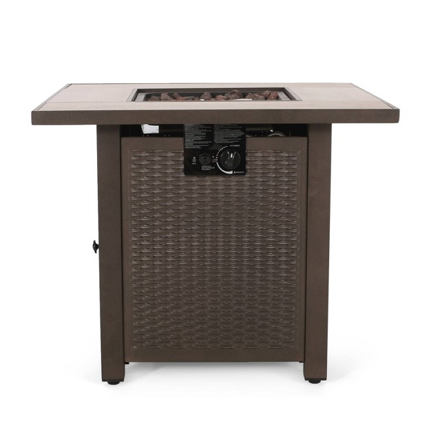 Baton Outdoor 40000 Btu Iron Square Fire Pit Dark Brown brown Christopher Knight Home