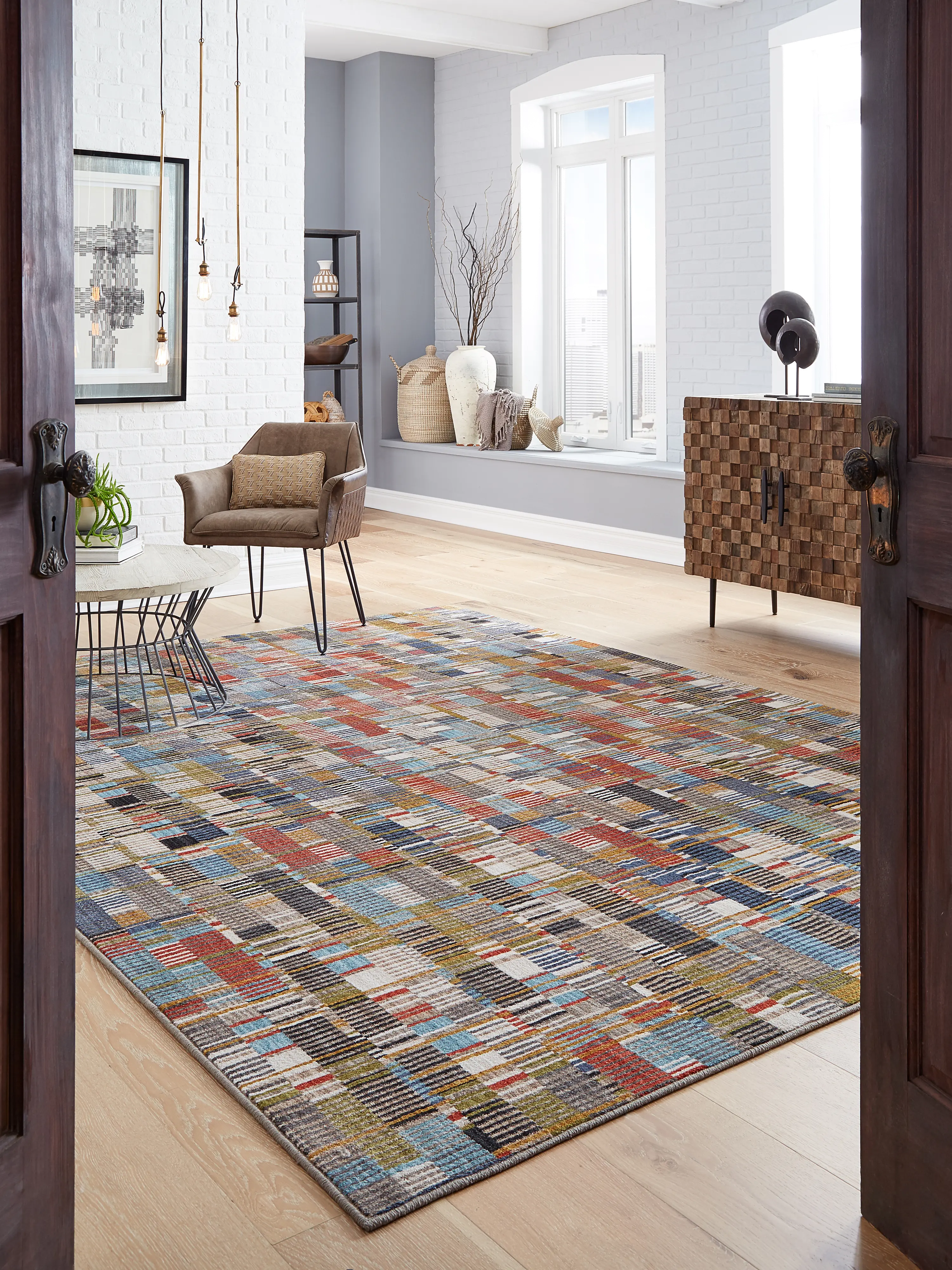 Metropolitan 5 x 8 Rust， Gray and Blue Rug