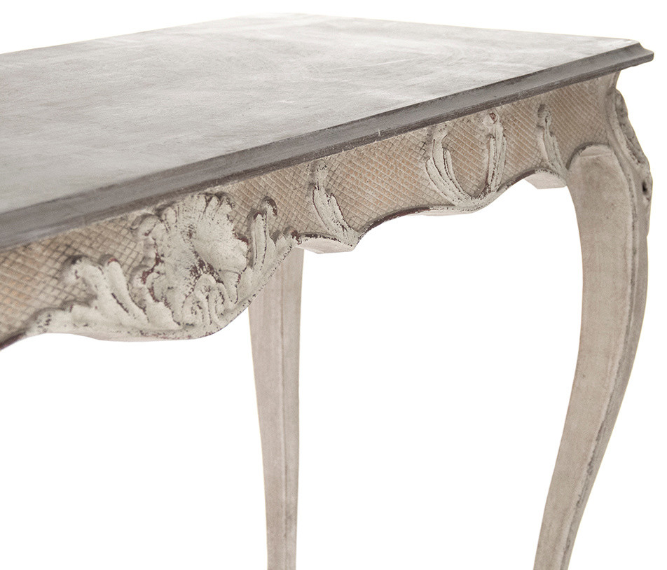 Gerome Console  Gunsmoke Gray Top  Distressed Taupe Base   French Country   Console Tables   by HedgeApple  Houzz