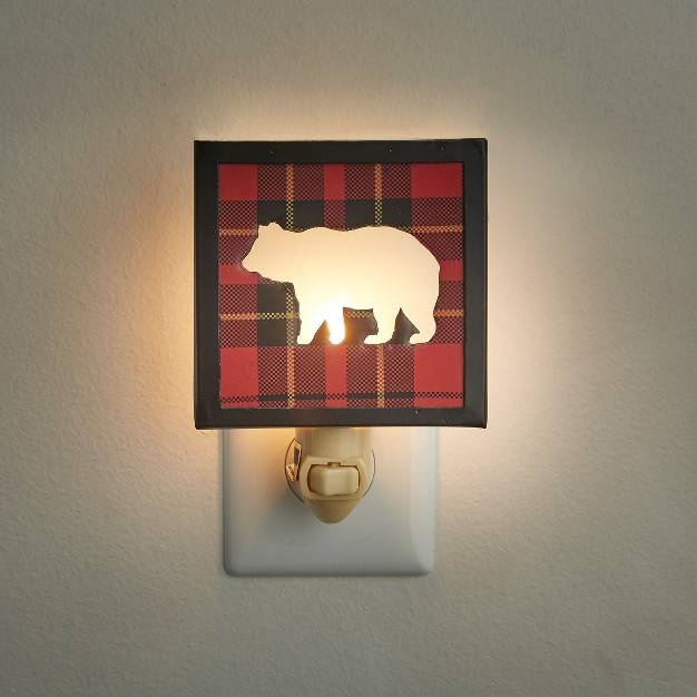 Park Designs Sportsman Plaid Bear Night Light