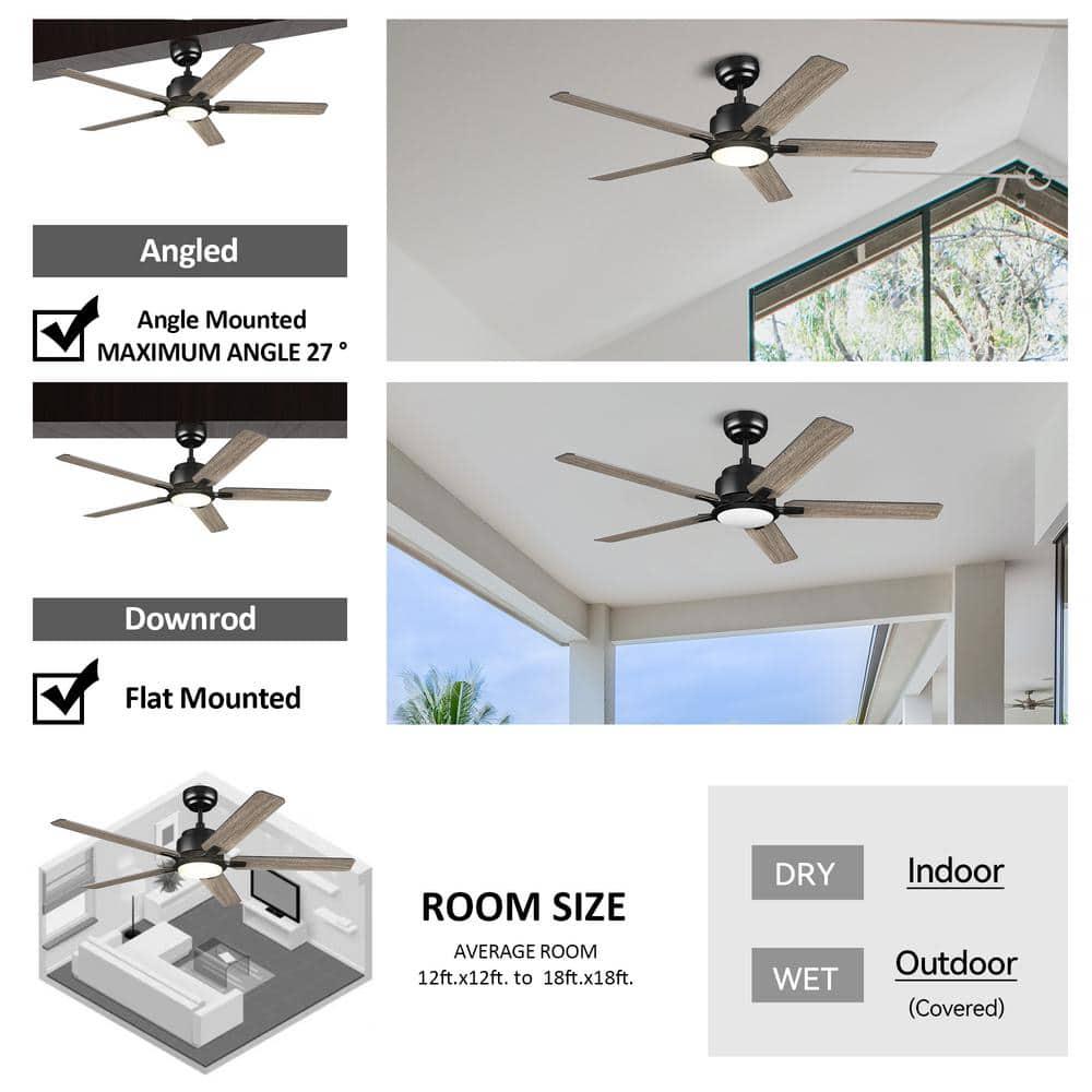 CARRO Essex 52 in Dimmable LED IndoorOutdoor Black Smart Ceiling Fan with Light and Remote Works wAlexaGoogle Home