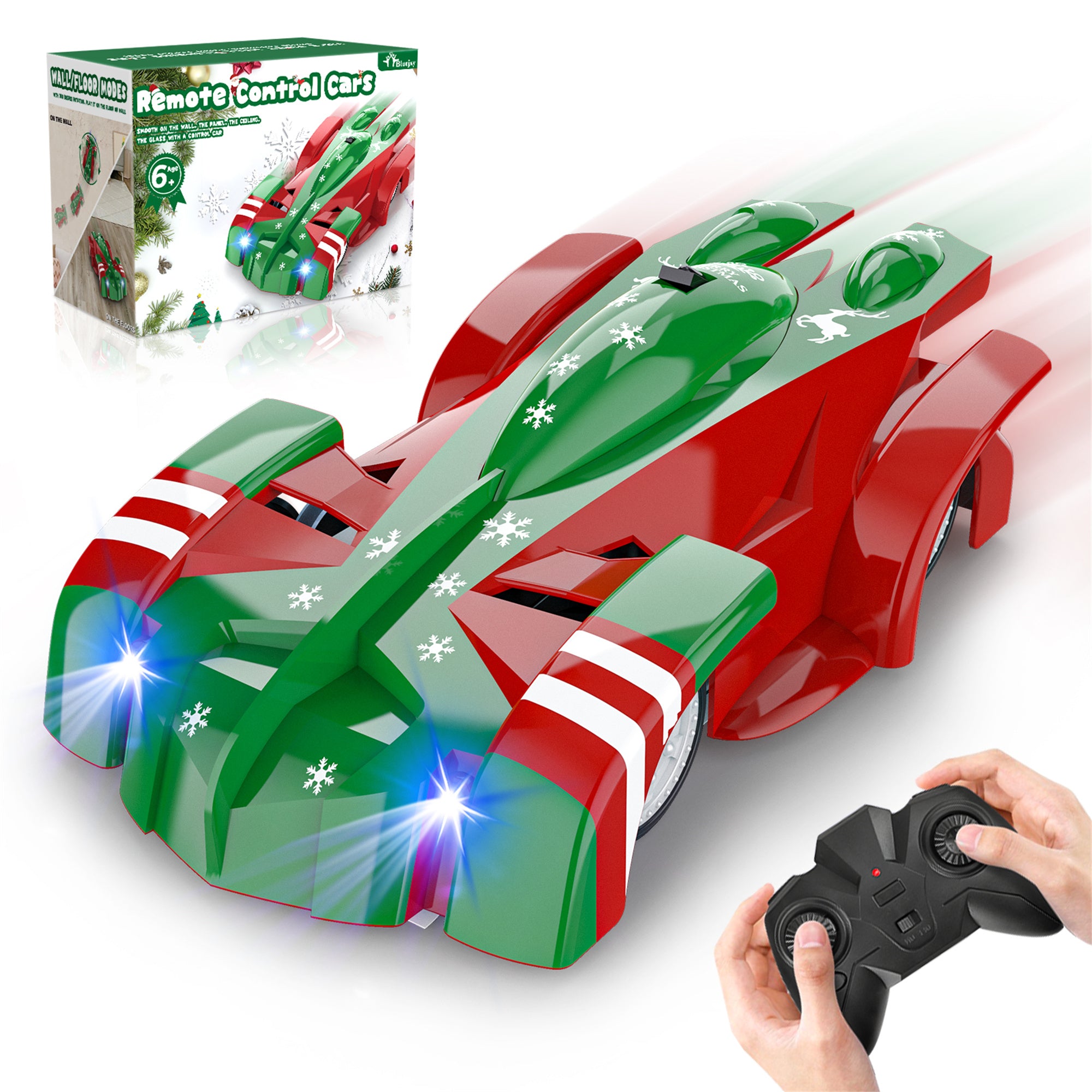 Wupuaait Christmas Rechargeable RC Wall Climbing Racer Stunt Car Toys Xmas Gift for 3-12 Kids， Boys and Girls， Green and Red